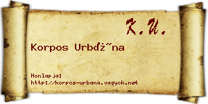 Korpos Urbána névjegykártya